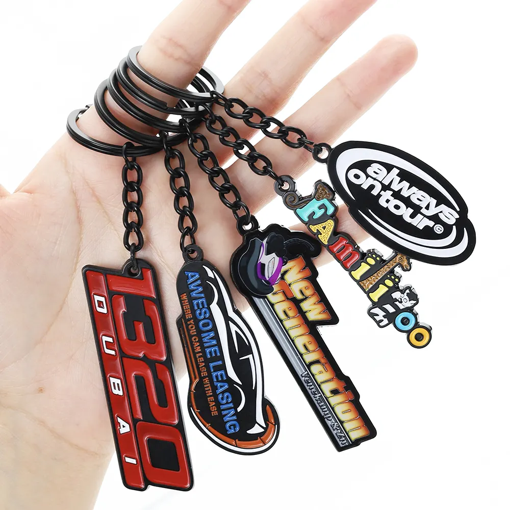 Promotional Personalized OEM Custom Made Logo Metal Iron Alloy Soft Hard Enamel Keyring Keychains For Souvenir