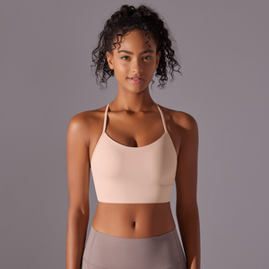 Soutien-gorge de sport pour femme à fines bretelles et dos en T, rembourré et extensible, à maintien léger, pour le yoga, la gym, le fitness, le Pilates et les activités sportives, vente en gros - Product Image 3