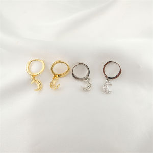 Clip de boucle d'oreille en laiton accessoires de bijoux Micro insert Zircon 18K <span class=keywords><strong>bricolage</strong></span> résultats de bijoux plaqué or croissant boucles d'oreilles - Product Image 5