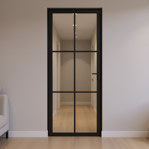 Porta Interna in Vetro Nero 29,9 X 79,3 Pollici Design Minimalista Isolamento Acustico Apertura Manuale - Product Image 2