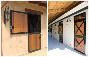 Kualitas tinggi ukuran standar eksterior tugas berat logam kayu Hybrid kuda gudang Belanda Paddock pintu untuk pasure kuda stabil - Product Image 4