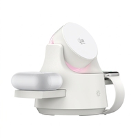 3-in-1 Magnetisches Kabelloses Ladegerät mit Automatischer Öffnung, Schrittmotor-Design, 120° Verstellbare Ladestation, RGB-Ambientebeleuchtung, 15W