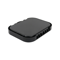 Boîte de rangement en plastique rigide noire KONRAS avec fermoirs à boucle bleus et poignée pour l'organisation des outils