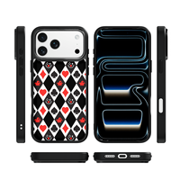 Coque de téléphone AG Feeling Black Edge avec motif poker doré pour iPhone 17, 17 Pro Max, 16 Pro, 15 – Coque magnétique