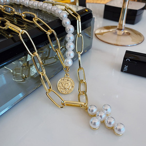 Gold Filled Tiny Virgin Mary With Cross Necklace Medallion Pearl Coin Pendant Religious Catholic Chain Necklace - Product Image 5