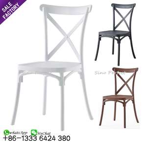 Sillas de Plástico Modernas Apilables con Respaldo Cruzado, Color Blanco, Precio Económico en Oferta - Product Image 1