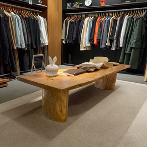 Escritorio de madera Original grande de estilo nórdico, taburetes de mesa de madera maciza de diseño moderno, otomanos para sala de estar o tienda de ropa - Product Image 2