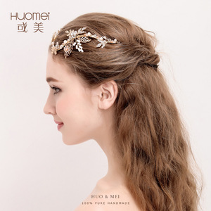 En gros <span class=keywords><strong>Fantaisie</strong></span> À La Main Feuille D'or Bandeau Bijoux De Mariage Mariée Diadème Couronne - Product Image 5