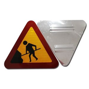 Señal de tráfico personalizada seguridad hombre en el trabajo tráfico por carretera Triángulo reflectante señal de advertencia señales de construcción con soporte - Product Image 5