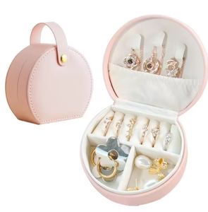 EleQueen Dreamy Macaron Degradable Portable Travel Jewelry <b>Box</b> Button Closure Embossed Design Valentine's Day for <b>Rings</b> - Product Image 3