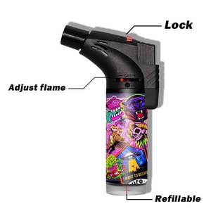 Nouveau personnalisé rechargeable coupe-vent Rellenits Cartoon Encendedor Private Label Factory Single Jet Slant OEM ODM Briquet torche - Product Image 3