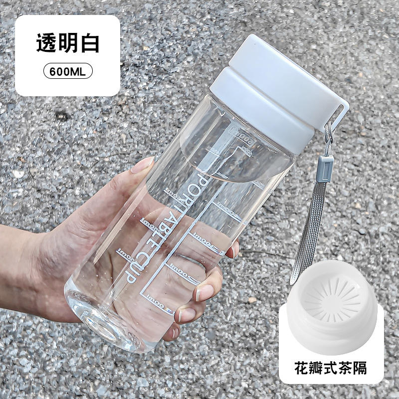 Botella blanca transparente con doble tapón [600ml]