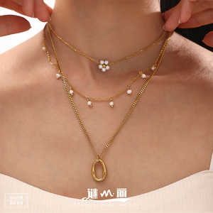 Nouveau collier tendance minimaliste en forme de Y pour femmes et filles, plaqué or 18 carats, en acier inoxydable, pour la vie quotidienne - Product Image 4