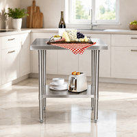 Mesa de Trabajo Comercial de Acero Inoxidable 304/201 con Estante para Horno de Pizza al Aire Libre, Cocina, Lavandería, Garaje