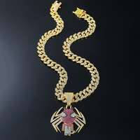 Collier tendance Hip Hop, accessoires de personnalité, chaîne cubaine, collier araignée de dessin animé, pendentif en strass pour homme