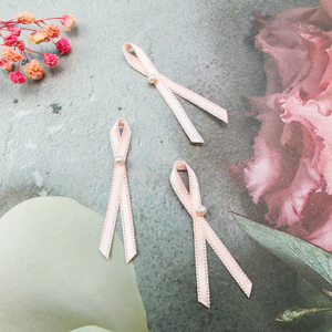 Petit nœud de ruban gros-grain couleur peau 100% polyester personnalisé boucle élastique préfabriquée pour bouteille de parfum et accessoires de sous-vêtements - Product Image 5