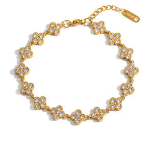 Four Leaf <b>Clover</b> Diamond <b>Bracelet</b> 18k Gold Plated Women's Everyday Wear Jewelry - Product Image 5