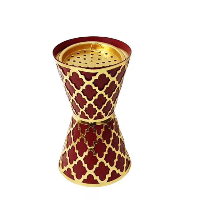 Pembakar dupa logam Timur Tengah, perhiasan emas Muslim, pembakar dupa aromaterapi dekoratif