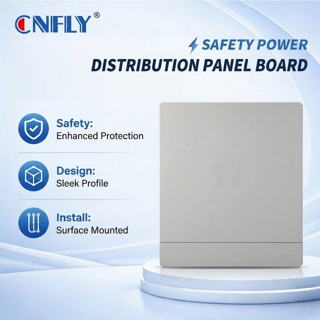 CNFLY IP40 24 Way Power Distribution Box Metal Box with Plastic Panel 3 Phase  Electric Power Transmission 294*335*100mm