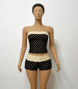 Ensemble décontracté 2 pièces Y2K pour femme : Haut bustier et short taille haute – Tenue de détente personnalisable avec logo – Streetwear en coton et élasthanne - Product Image 2