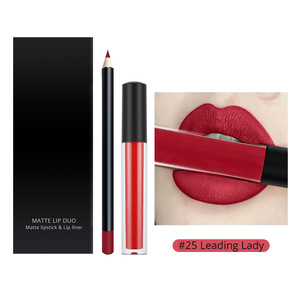 Großhandel 2-in-1 Vegan Lip Makeup Kit Hoch pigment Matt Lip Liner Bleistift Farbwechsel Feuchtigkeit spendendes Lippen öl Set Beauty - Product Image 2