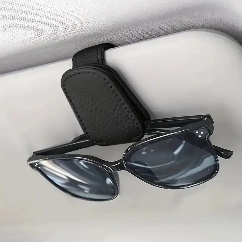 Magnetischer Leder-Sonnenbrillenhalter, Brillenhänger-Clip für Auto-Sonnenvisier, geeignet für verschiedene Größen Brillen