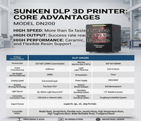 Printer 3D DLP DN200 Industri Baru Ukuran Cetak 192*108*120mm Sumber Cahaya 2K 405nm untuk Pencetakan Model Gigi, Perhiasan, Medis, dan Mainan