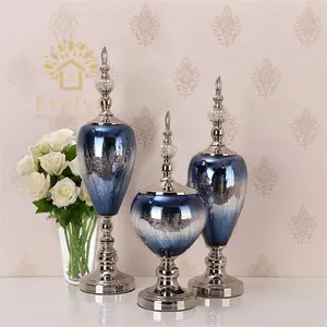 Jarrón de flores de vidrio craquelado de mosaico diseñado para decoración del hogar