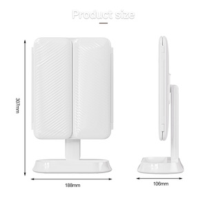 Miroir de maquillage LED pliable 3X 5X avec 3 couleurs de lumière, luminosité réglable, portable, de bureau, pliable, miroir de voyage - Product Image 6