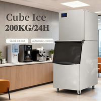 Machine à glaçons automatique de qualité commerciale, production quotidienne de 200 kg, affichage numérique, certifiée CE ISO