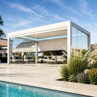 Pergola bioclimatique en aluminium motorisée, couverture de patio extérieure de luxe pour jardin, cour arrière, projets personnalisés