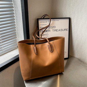 Thời Trang Đơn Giản Màu Rắn Công Suất Lớn <span class=keywords><strong>Tote</strong></span> Túi Cho Phụ Nữ Phong Cách Dây Kéo Vai Túi - Product Image 1