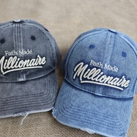 Casquette de baseball en jean délavé avec logo personnalisé, style vintage vieilli, brodée, ajustable, unisexe, en coton, type « Dad Hat », vente en gros, fournisseur OEM