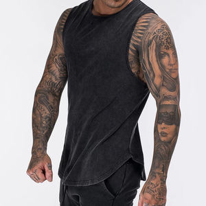 カスタムメンズフィットネス服ジムタンクトップコットンリブタンクトップノースリーブTシャツジムメンズウォッシュドタンクトップ - Product Image 6