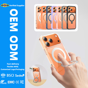 เคสโทรศัพท์แบบวงแหวนแม่เหล็กบางเฉียบ พร้อมขาตั้ง วัสดุ PC+TPU ป้องกันแรงกระแทก รองรับการสั่งทำโลโก้ OEM บรรจุภัณฑ์ตามแบบ โรงงานขายส่ง - Product Image 1