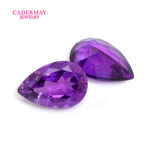 Cadermay Pear Cut Violet Cultured Sapphire Loose Stone For Jewelry Making - Product Image 1