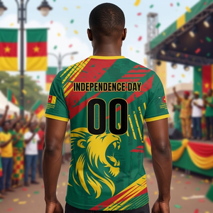 T-shirt de football personnalisé Cameroun 2026 <span class=keywords><strong>Les</strong></span> <span class=keywords><strong>Lionnes</strong></span> Indomptables Impression à la demande Votre texte T-shirts sportifs respirants en polyester - Product Image 2