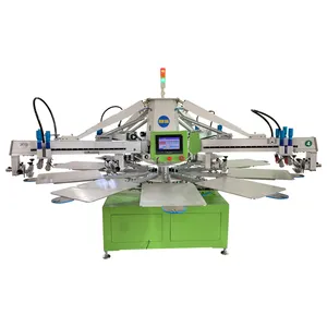 Servo Motor system 4 Color 10 Station Automatic Octopus Screen Printing Machine With Micro Registration For T-shirt Bag Fabric