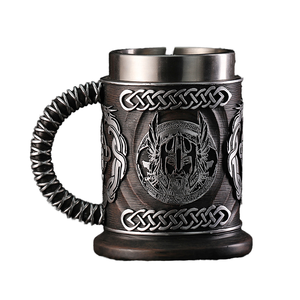 Medieval Retro Stainless Steel Tankard Mug Vacuum Insulated Lid <b>Large</b> Capacity Antique Inspired Knight Templar Beer <b>Cup</b> for Gift - Product Image 1