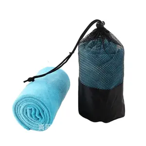 Personalized Light Weight Custom Size Microfiber Cationic Gym Sports Sweat Hand Towel For Runners With Mesh Bag