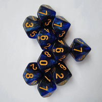 Hot DND Dice Set 0-9 Acrylique Polyédrique Carré Dés 10 Pcs pour RPG Jeux de Rôle pour Donjon et Dragons D & D