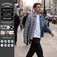 Frühling Herbst Herren Flanell-Hemd mit Perlen, Karomuster, Farbblock, Langarm, Lässiges Streetwear-Designer-Hemd mit Fransensaum