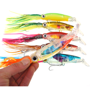 Vente en gros de leurres souples artificiels pour la pêche au calamar et au poulpe, 14 cm, 40 g, réalistes, pour eau salée, avec hameçon triple, pour la pêche à la traîne et au jigging - Product Image 2