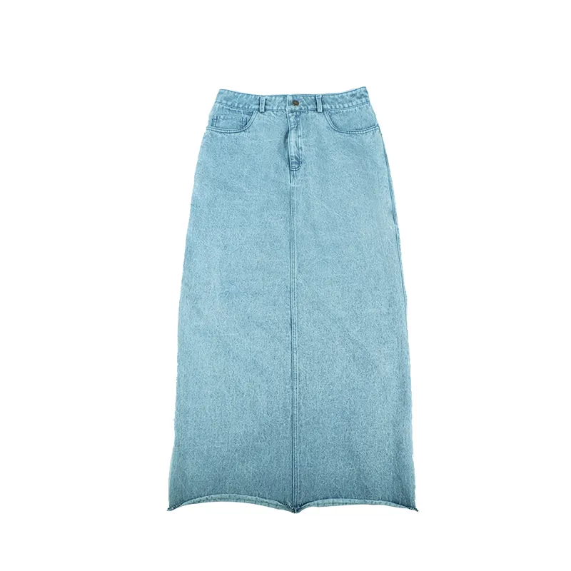 Jupes en jean bleu, longues, vente en gros, collection printemps-été, tenues délavées en denim acide, pour maman et fille