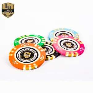 Professionele Casino Kwaliteit 14G Clay Poker Chips Met Aangepaste Sticker En Waarde