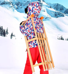 Slittino Pieghevole in Legno Naturale per Bambini, Attrezzatura Portatile per Divertimento Invernale - Product Image 5
