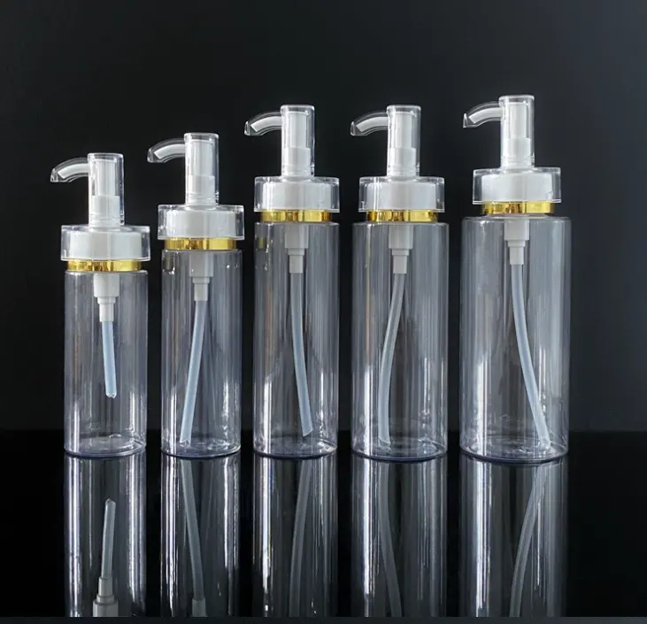 Transparente PET-Plastik lotion flasche 150ml 200ml 250ml 500ml Pump kosmetische Gesichts reiniger flaschen