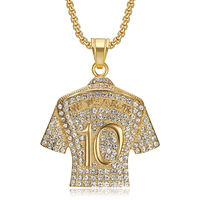 Kalung Hip Hop 316L Stainless Steel Pria, Liontin Jersey Bintang Sepak Bola Neymar No.10, Anti Air, Grosir