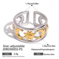 Bague ouverte florale double couche en acier inoxydable bicolore or et argent Gaovo pour femme, bijoux de mode pour usage quotidien, vente en gros