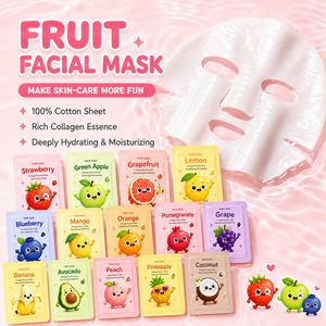 Masque doux aux fruits pour enfants et adolescents, hydrate en profondeur, nourrit, apaise et rafraîchit la peau sèche et rugueuse, masque à l'essence de collagène aux 14 fruits - Product Image 1